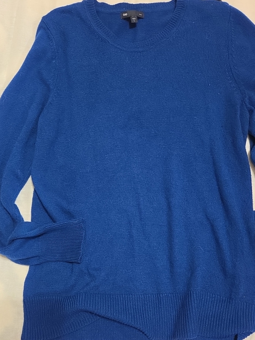 GAP Luxe Royal Blue Angora Blend Button Shoulder Sweater, Size L